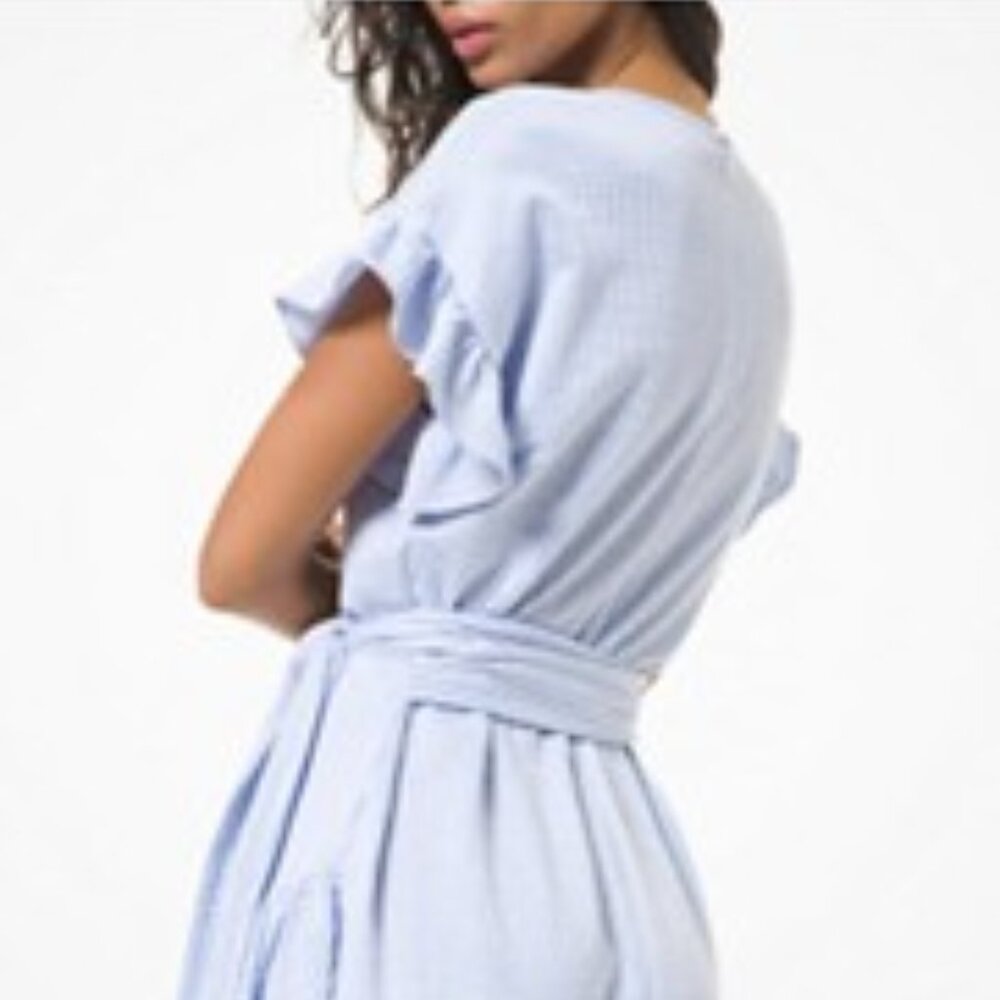 Michael Kors Sky Blue Ruffle Sleeve Mini Dress - Picture 5 of 15